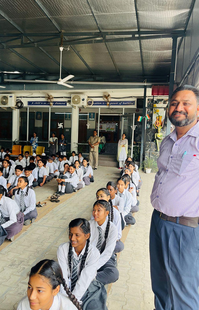 Teacher with children